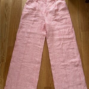 J. Crew Red and White Striped Wide Leg Pants